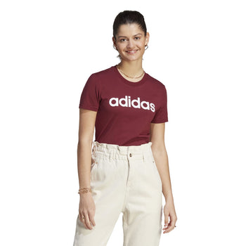 T-shirt bordeaux da donna con logo adidas Essentials Slim Logo, Abbigliamento Sport, SKU a712000205, Immagine 0